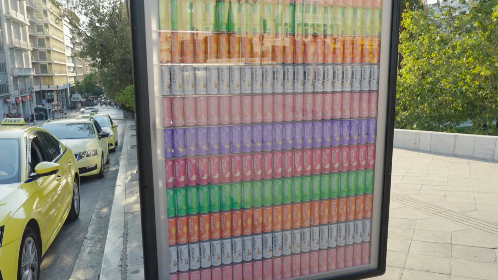 green outdoor advertising bus stop ad